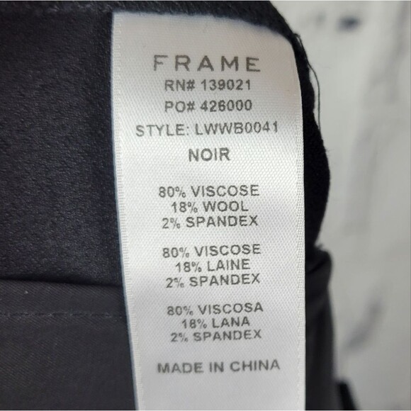 Frame solid noir black le crop mini flare bootcut wool blend trousers pants - Picture 9 of 12